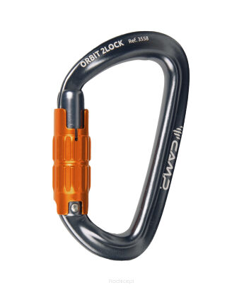 Karabinek CAMP Orbit 2Lock - gunmetal/orange